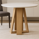 Ver imagem 1 de Mesa Redonda 90cm x 81,5cm Moderno Amarelo/Mel/Off White