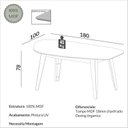 Ver imagem 3 de Mesa de Jantar Orgânica 6 Lugares 180cm 100% MDF Branco/Freijó/Off White