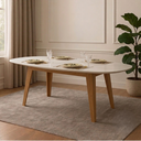 Ver imagem 1 de Mesa de Jantar Orgânica 6 Lugares 180cm 100% MDF Branco/Freijó/Off White
