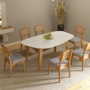 Ver imagem 4 de Mesa de Jantar Orgânica 6 Lugares 180cm 100% MDF Branco/Freijó/Off White