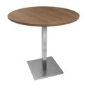 Ver imagem 1 de Mesa Alpha Inox 77,50 Cm (altura) com Tampo em Mdp Redonda 60 Cm Imbuia