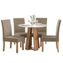 Ver imagem 2 de Conjunto para Sala de Jantar 1 Mesa Redonda com 4 Cadeiras Off White/Mel