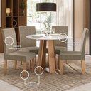 Ver mais imagens de Conjunto para Sala de Jantar 1 Mesa Redonda com 4 Cadeiras Off White/Mel