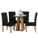 Ver imagem 2 de Conjunto Sala de Jantar 1 Mesa Redonda com 4 Cadeiras Preto/Mel
