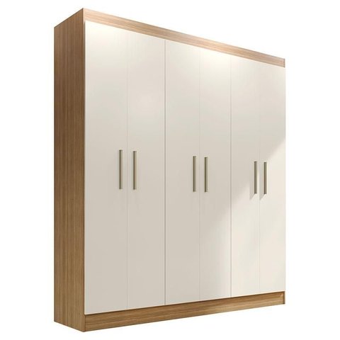 Guarda Roupa Casal Ipé 6 Portas Freijó Off White Fosco - Kits Paraná