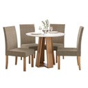 Ver imagem 2 de Conjunto para Sala de Jantar 1 Mesa Redonda com 4 Cadeiras Off White/Mel