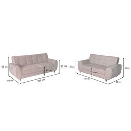Conjunto de Sofás 3 e 2 Lugares Cristal - 3