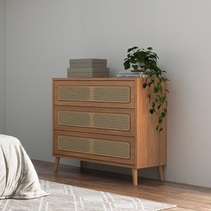 Cômoda 105cm com 3 Gavetas com Palha