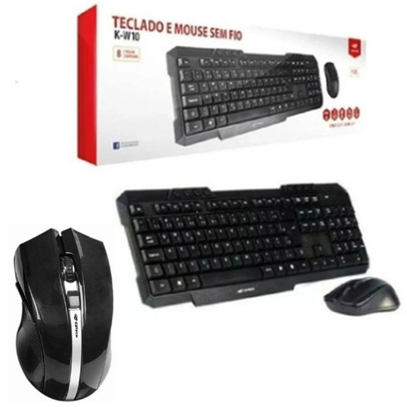 Kit Teclado e Mouse K-w40bk: Pilhas Aa e Aaa