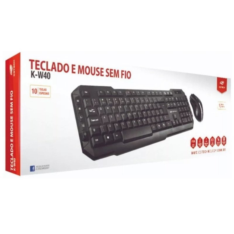 Kit Teclado e Mouse K-w40bk: Pilhas Aa e Aaa - 4