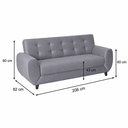 Ver imagem 3 de Sofá 3 Lugares 206cm 90cm x 82cm Cristal Cinza