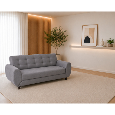 Sofá 3 Lugares 206cm 90cm x 82cm Cristal Cinza