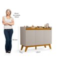 Ver imagem 3 de Buffet Aparador 3 Portas 100% MDF Star Bege/Carvalho Ouro/Off White