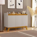 Ver imagem 1 de Buffet Aparador 3 Portas 100% MDF Star Bege/Carvalho Ouro/Off White