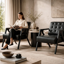 Ver imagem 2 de Kit 2 Poltrona Verona Bella Design Corino com Pé Preto:Preto