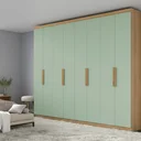 Ver imagem 1 de Guarda-Roupa Casal 8 Portas 4 Gavetas 240cm x 220cm x 47cm Milan Verde/Capuccino/Menta
