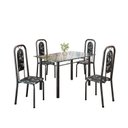 Ver imagem 2 de Conjunto de Mesa Tubular 120cm x 75cm Tampo Vidro Incolor com 4 Cadeiras Lara Prata/Preto