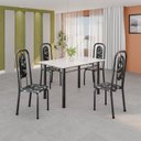 Ver imagem 1 de Conjunto de Mesa Tubular 120cm x 75cm Tampo Vidro Off com 4 Cadeiras Lara Prata/Preto