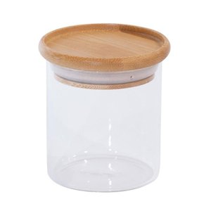 Pote Hermético de Vidro Flat 200ml com Tampa de Bambu