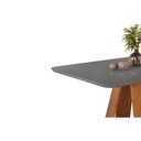 Ver imagem 4 de Mesa de Sala Jantar Celeste C/ Tampo Madeirado Vidro Curvo 120x90cm Freijó/off White - Dj Móveis