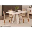 Ver imagem 6 de Mesa de Sala Jantar Celeste C/ Tampo Madeirado Vidro Curvo 120x90cm Freijó/off White - Dj Móveis