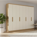 Ver imagem 1 de Guarda-Roupa Casal 8 Portas 4 Gavetas 240cm x 220cm x 47cm Milan Off White/Capuccino