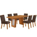 Ver imagem 2 de Mesa de Jantar Carolina 180cm Tp MDF Canto Copo Base Detalhe Off White com 6 Cadeiras Milena