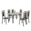 Ver imagem 2 de Conjunto de Mesa Tubular 140cm x 75cm Tampo Granito Topázio com 6 Cadeiras Lara Prata/Preto