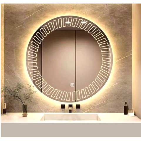 Espelho Led 100cm Redondo Bivolt Touch Luz Quente Amarela Ajustável Dimerizável
