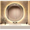 Ver imagem 1 de Espelho Led 100cm Redondo Bivolt Touch Luz Quente Amarela Ajustável Dimerizável