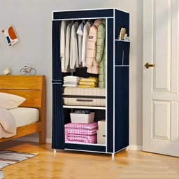 Guarda Roupa Closet Dobrável com Capa de Tecido Azul - 3
