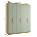 Ver imagem 3 de Guarda-Roupa Casal 6 Portas e 2 Gavetas 220 x 180cm Milan Yescasa Capuccino/Verde Menta