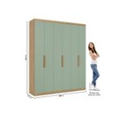 Ver imagem 3 de Guarda-Roupa Casal 6 Portas 2 Gavetas 220cm x 47cm x 180cm Milan Verde/Capuccino/Menta