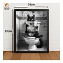 Ver imagem 2 de Quadro Decorativo Gato no Banheiro 33x24cm com Vidro Preto