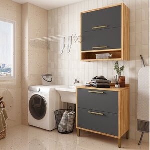 Conjunto para Lavanderia com 2 Peças 100% Mdf Vicenza Espresso Móveis