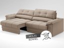 Ver imagem 5 de Sofá com Carregador Usb e Molas no Assento Retrátil Reclinável Mimo 2,30m Velosuede Capuccino - Nets