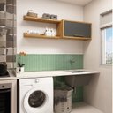 Ver imagem 1 de Conjunto para Lavanderia com 2 Peças 100% MDF Vicenza Espresso Móveis Cinza/Amêndoa/Chumbo