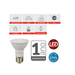 Kit 10 Lâmpada Led Avant Par20 7W 525 Lúmens E27 Bivolt 2700 K - Branco Quente - 2