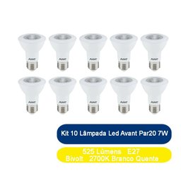 Kit 10 Lâmpada Led Avant Par20 7W 525 Lúmens E27 Bivolt 2700 K - Branco Quente - 5