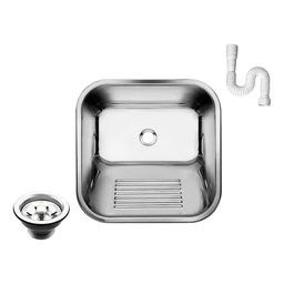 Tanque Inox 304 As Brilho 40x34 Pequeno Sobrepor Embutir 18l - 1