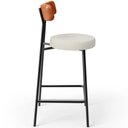 Ver imagem 5 de Banqueta Baixa Cozinha Sala Jantar Bancada Milão L02 Couríssimo Camel Linho Champagne - lyam decor L