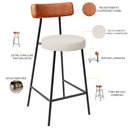 Ver imagem 3 de Banqueta Baixa Cozinha Sala Jantar Bancada Milão L02 Couríssimo Camel Linho Champagne - lyam decor L