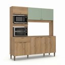 Ver imagem 2 de Cozinha Compacta 3 Peças com Torre Quente e Balcão sem Tampo Flórida Yescasa Cappuccino/Verde Menta
