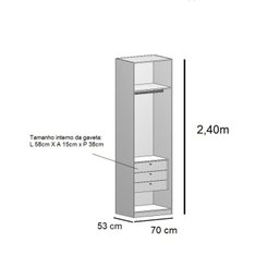 Guarda Roupa Modular 2 Portas 70cm Gavetas Altezza - 4