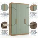 Ver imagem 5 de Guarda Solteiro 4 Portas e 2 Gavetas 220 x 120cm Milan Yescasa Capuccino/Verde Menta