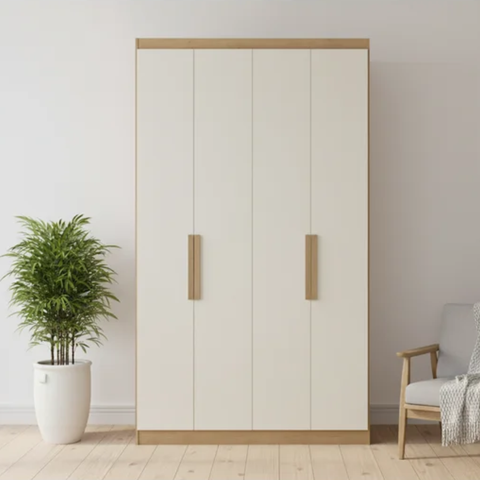 Guarda-Roupa 4 Portas 2 Gavetas 120cm x 220cm Milan Off White/Capuccino