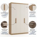 Ver imagem 5 de Guarda-Roupa Solteiro 4 Portas e 2 Gavetas 220 x 120cm Milan Yescasa Capuccino/Off White