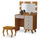 Ver imagem 3 de Penteadeira Camarim com Espelho e Led + Banqueta Luna Freijó Maní Luapa