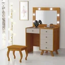 Ver imagem 1 de Penteadeira Camarim com Espelho e Led + Banqueta Luna Freijó Maní Luapa