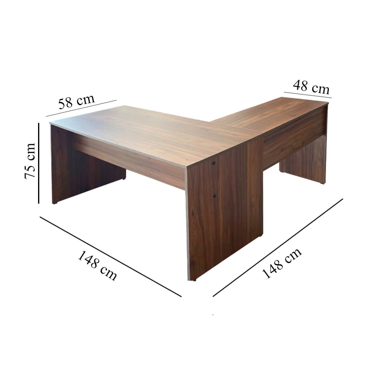 Mesa para Escritório em L 148x148 Nogal/preto Realme Mesa para Escritório Estilo em L Madeira Home o - 5